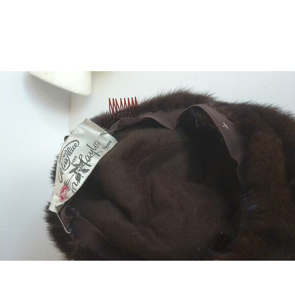 Vintage Miss Alice For Lord & Taylor Salon Fur Mink Pillbox Hat - Picture 4 of 7